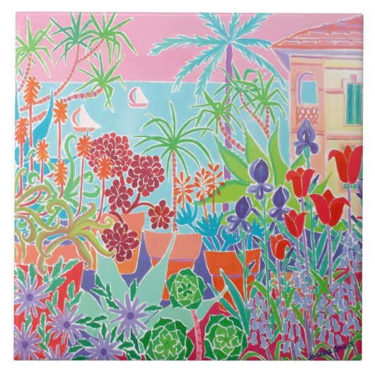 芸術のセラミックタイル: 短いジョアンヌCôteのd'Azur Menton タイル (正面)