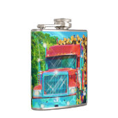 芸術のトラック運転手を運転する赤い記録のトラックのハイウェー フラスク (右)