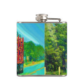 芸術のトラック運転手を運転する赤い記録のトラックのハイウェー フラスク (裏面)