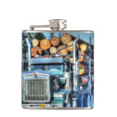 芸術のトラック運転手を運転する青い記録のトラックのハイウェー フラスク (正面)