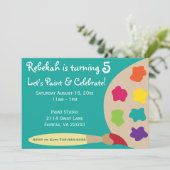 芸術のパーティーのパレットの招待-ティール（緑がかった色） 招待状 (スタンド正面)