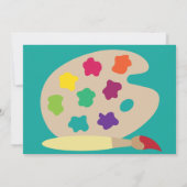 芸術のパーティーのパレットの招待-ティール（緑がかった色） 招待状 (裏面)