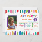 芸術のパーティーの絵画の写真のペンキの誕生日の招待 招待状 (正面)