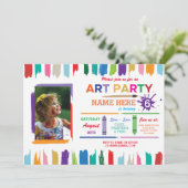 芸術のパーティーの絵画の写真のペンキの誕生日の招待 招待状 (スタンド正面)