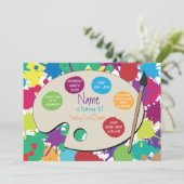 芸術のパーティーの絵画の誕生日のペンキのパレットの招待 招待状 (スタンド正面)