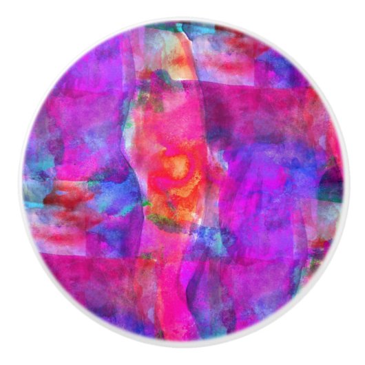 芸術のピンク、青、赤い質の背景 セラミックノブ (正面)