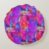 芸術のピンク、青、赤い質の背景 ラウンドクッション (裏面)