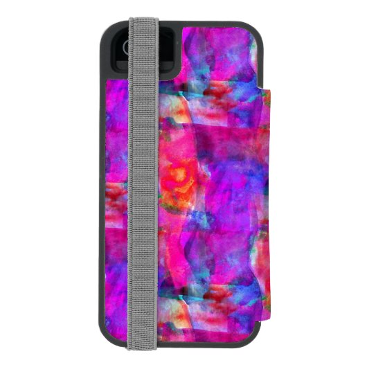 芸術のピンク、青、赤い質の背景 INCIPIO iPhoneウォレットケース (フォリオ裏面)