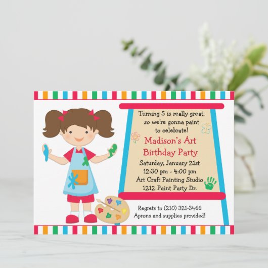 芸術のペンキのパーティーの誕生日 招待状 (スタンド正面)