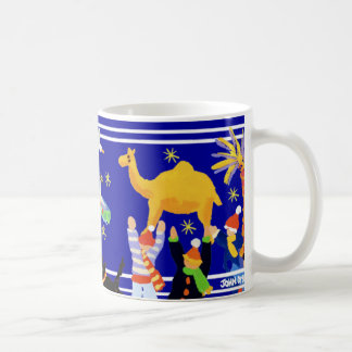 芸術のマグ: ジョンのダイアーのクリスマスの芸術のマグ。 青い コーヒーマグカップ