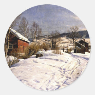 芸術のリレハンマ素晴らしーの冬の絵画風景 ラウンドシール