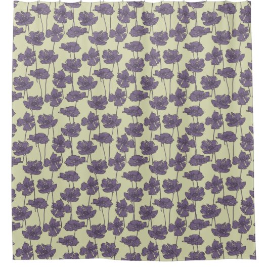 芸術のヴィンテージ花パターン背景 シャワーカーテン (正面)