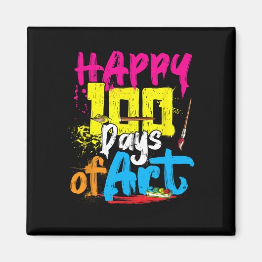 芸術の先生の学生100日目のハッピー100日 マグネット (正面)