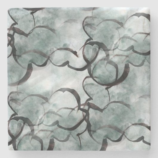 芸術の前衛の灰色、黒い手のペンキ ストーンコースター (正面)