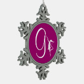 芸術の妖精のイニシャル: G スノーフレークピューターオーナメント (左)