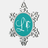 芸術の妖精のイニシャル: L スノーフレークピューターオーナメント (右)