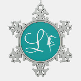 芸術の妖精のイニシャル: L スノーフレークピューターオーナメント