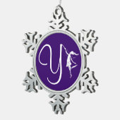 芸術の妖精のイニシャル: Y スノーフレークピューターオーナメント (右)