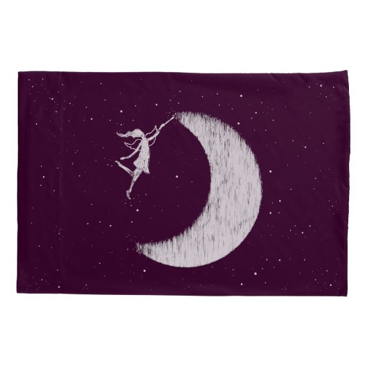 芸術の妖精: 月の紫色を絵を描いて下さい 枕カバー (裏面)