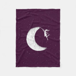 芸術の妖精: 月を絵を描いて下さい(紫色) フリースブランケット