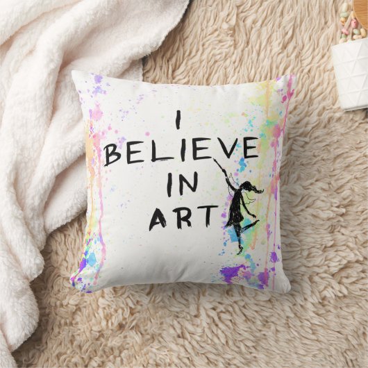芸術の妖精: 私は芸術の水彩画の操業で信じます クッション (ブランケット)