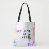 芸術の妖精: 私は芸術の水彩画の操業で信じます トートバッグ (正面)