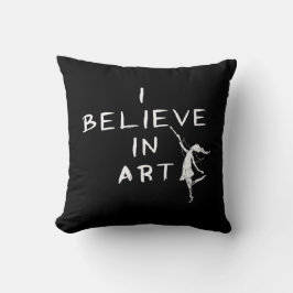 芸術の妖精: 私は芸術(黒)で信じます クッション