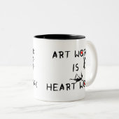 芸術の妖精: 芸術作品はハートの仕事です ツートーンマグカップ (正面右)