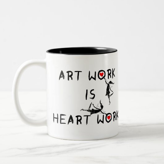 芸術の妖精: 芸術作品はハートの仕事です ツートーンマグカップ (左)