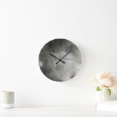 芸術の抽象的でグランジな白黒織り目加工 ラウンド壁時計 (ホーム)