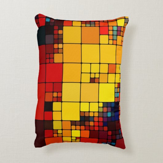 芸術の抽象的で鮮やかな虹の幾何学的なパターン アクセントクッション (裏面(縦))