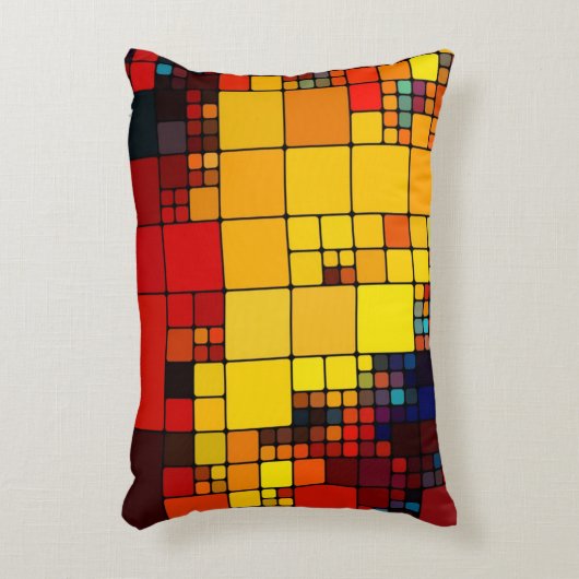 芸術の抽象的で鮮やかな虹の幾何学的なパターン アクセントクッション (正面(垂直))