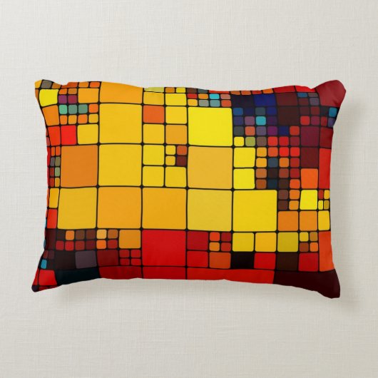 芸術の抽象的で鮮やかな虹の幾何学的なパターン アクセントクッション (裏面)