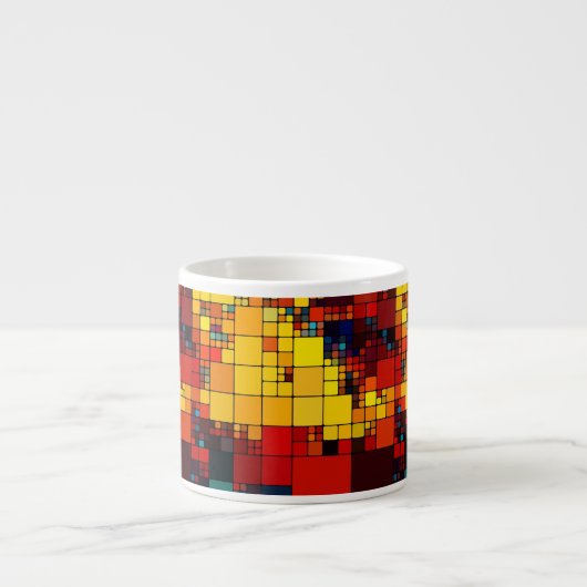 芸術の抽象的で鮮やかな虹の幾何学的なパターン エスプレッソカップ (正面)