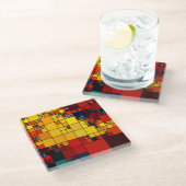 芸術の抽象的で鮮やかな虹の幾何学的なパターン ガラスコースター (アングル)