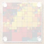 芸術の抽象的で鮮やかな虹の幾何学的なパターン ガラスコースター (裏面)