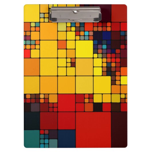 芸術の抽象的で鮮やかな虹の幾何学的なパターン クリップボード (正面)