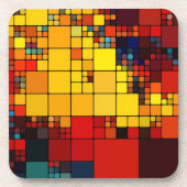 芸術の抽象的で鮮やかな虹の幾何学的なパターン コースター (正面)