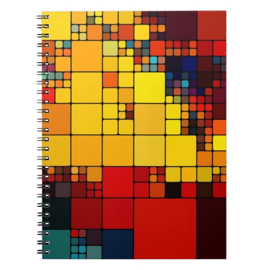 芸術の抽象的で鮮やかな虹の幾何学的なパターン ノートブック (正面)