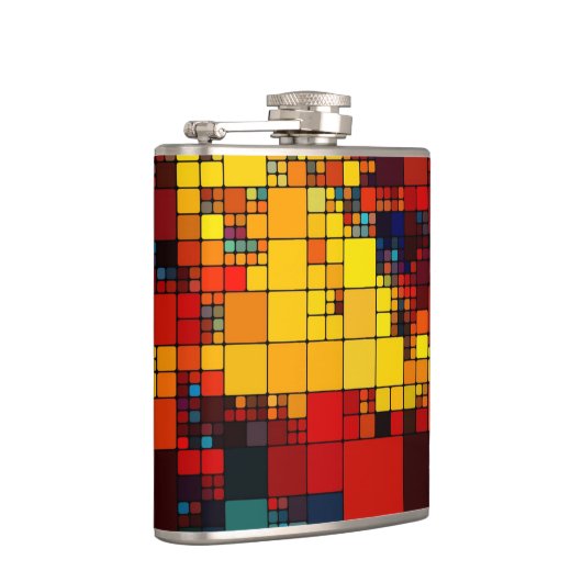 芸術の抽象的で鮮やかな虹の幾何学的なパターン フラスク (右)