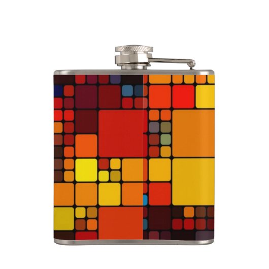 芸術の抽象的で鮮やかな虹の幾何学的なパターン フラスク (裏面)