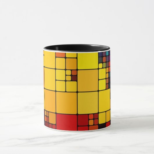 芸術の抽象的で鮮やかな虹の幾何学的なパターン マグカップ (中央)