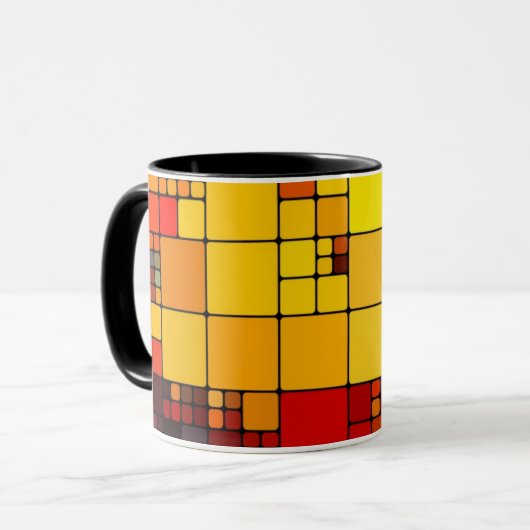 芸術の抽象的で鮮やかな虹の幾何学的なパターン マグカップ (正面左)