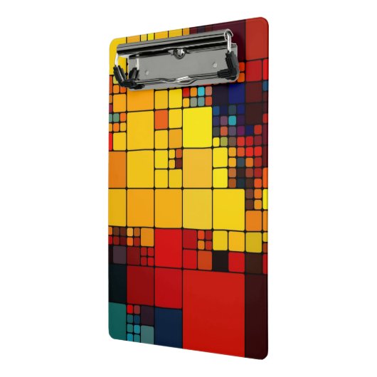 芸術の抽象的で鮮やかな虹の幾何学的なパターン ミニクリップボード (アングル2)