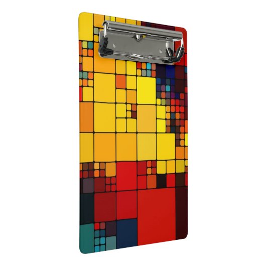 芸術の抽象的で鮮やかな虹の幾何学的なパターン ミニクリップボード (アングル)