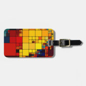 芸術の抽象的で鮮やかな虹の幾何学的なパターン ラゲッジタグ (正面横)