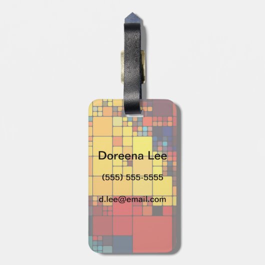 芸術の抽象的で鮮やかな虹の幾何学的なパターン ラゲッジタグ (裏面縦)
