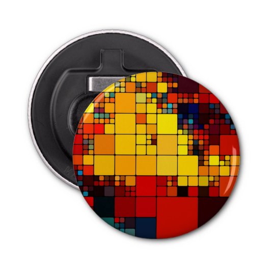 芸術の抽象的で鮮やかな虹の幾何学的なパターン 栓抜き (正面)