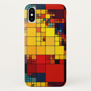 芸術の抽象的で鮮やかな虹の幾何学的なパターン iPhone X ケース