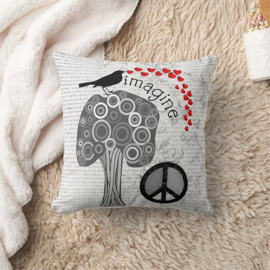 芸術の枕ピースマークのデザインを"想像して下さい" クッション (ブランケット)